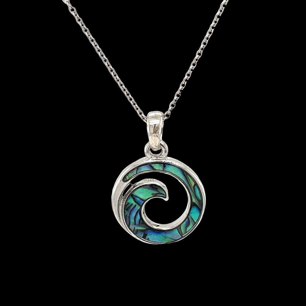 NEW - Nature's 1 Abalone Wave Pendant and Earrings Swirl Boho Artsy Nature Ocean